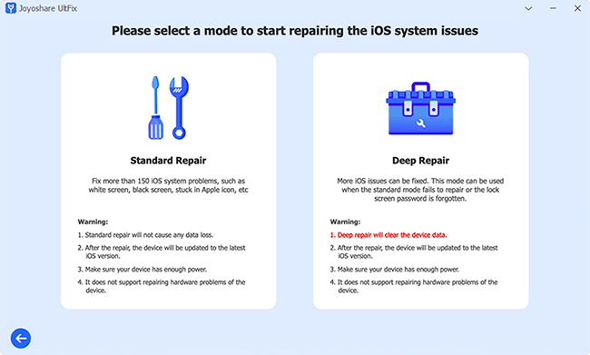 specify standard repair mode